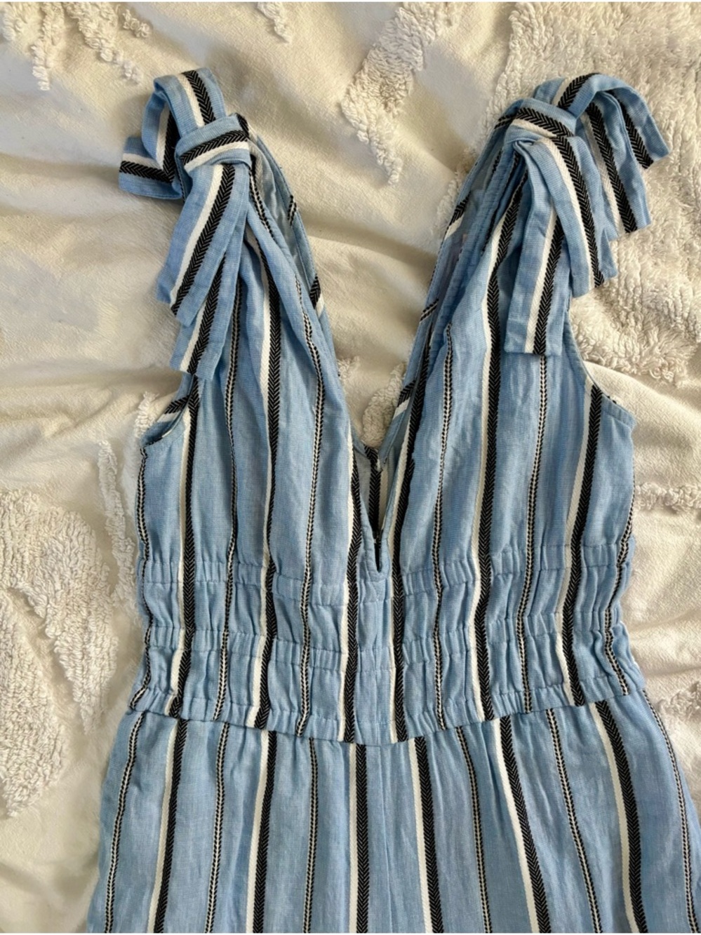 Red Carter Light Blue Sleeveless Striped Jumpsuit - Picture 16 of 16